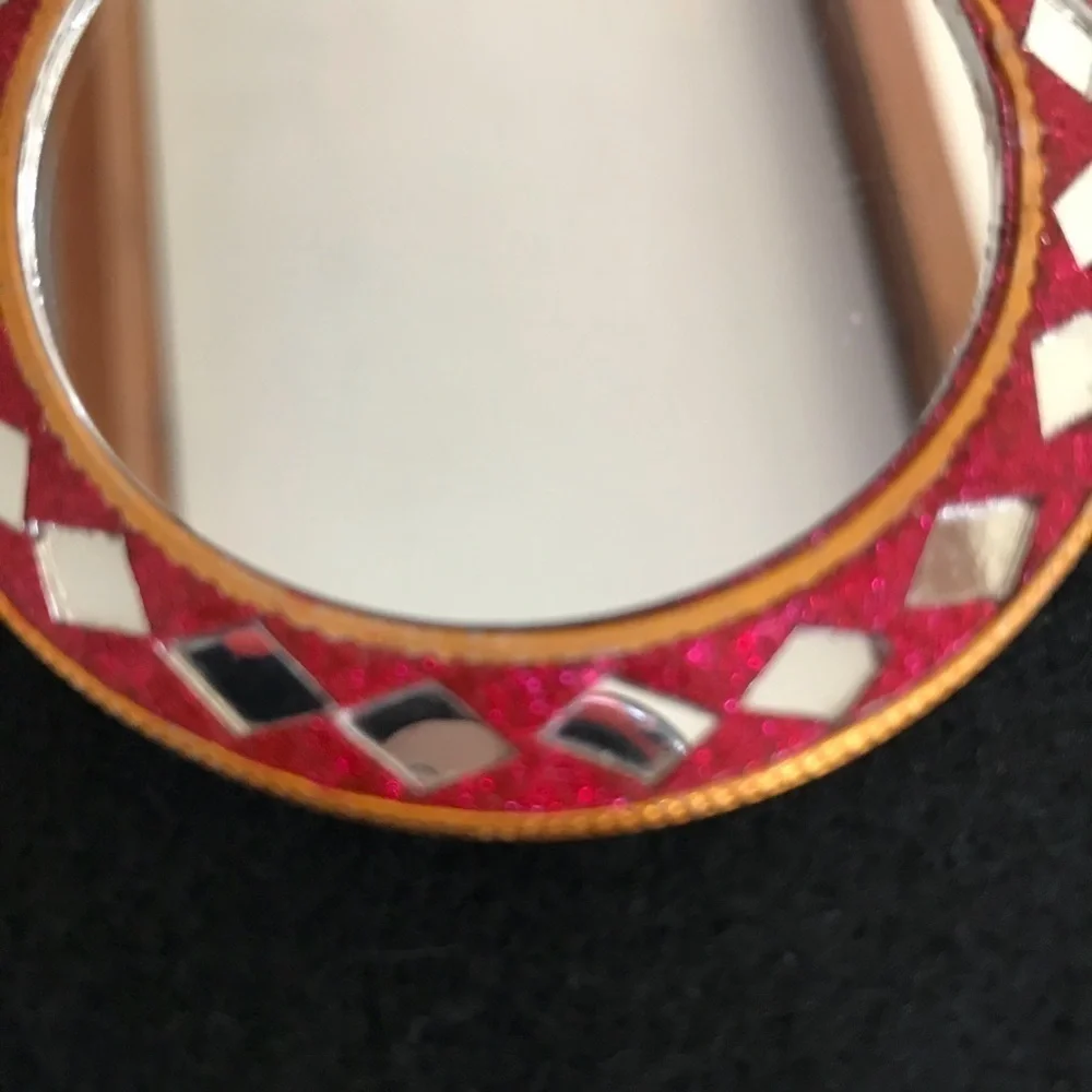 Four small compact makeup purse mirrors Red Glitter Diamond Crystals Hearts - Picture 4 of 16